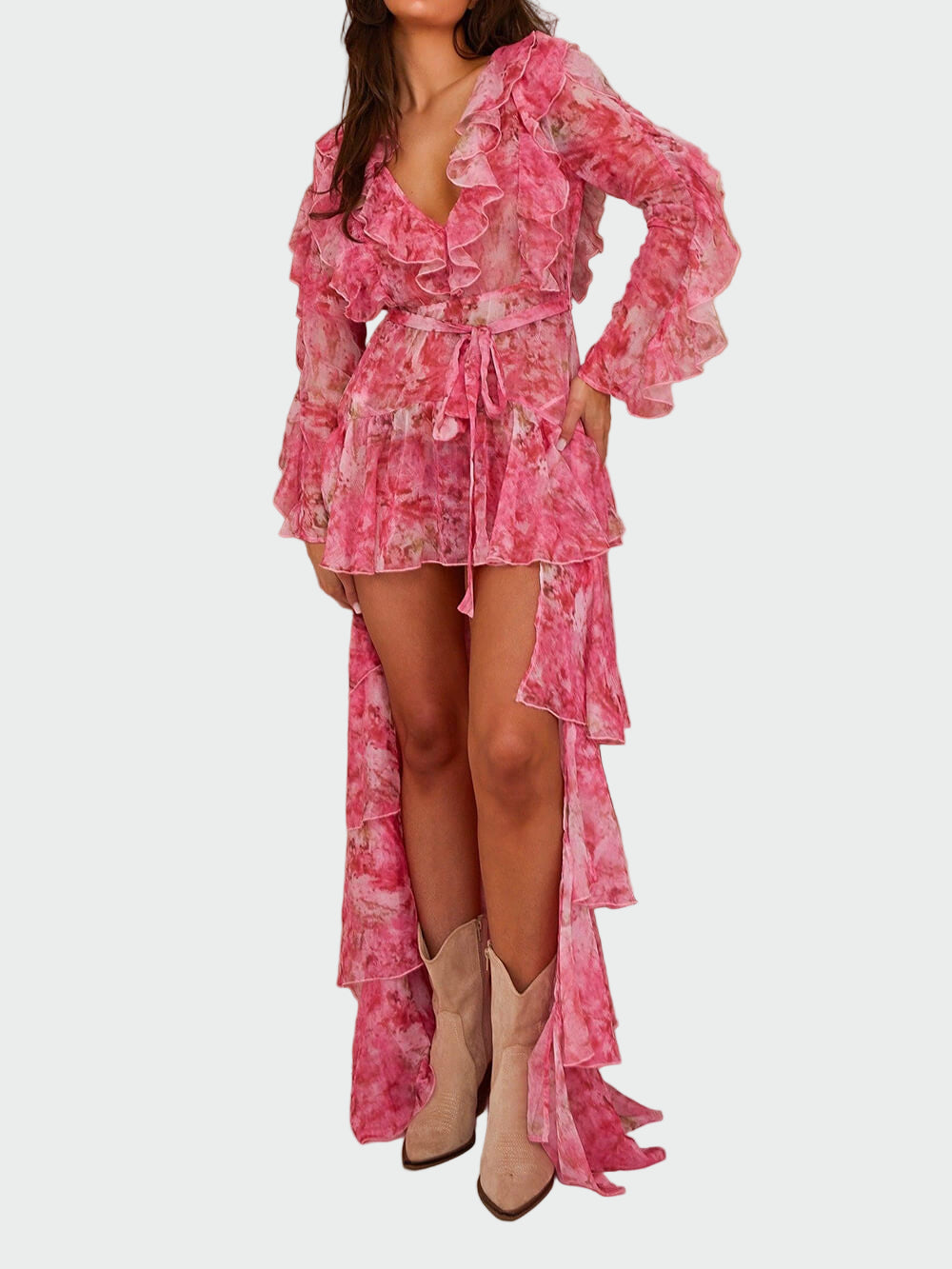 Pink Ophelia Chiffon Ruffle Maxi Dress Jasmine's Boutique Australia