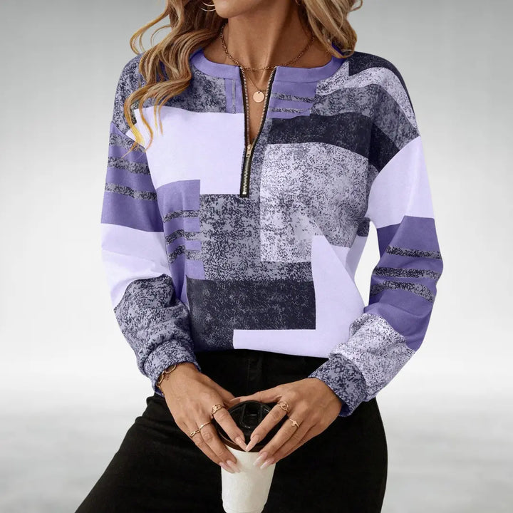 Blush Geo Zip-Neck Pullover Jasmine's Boutique Australia