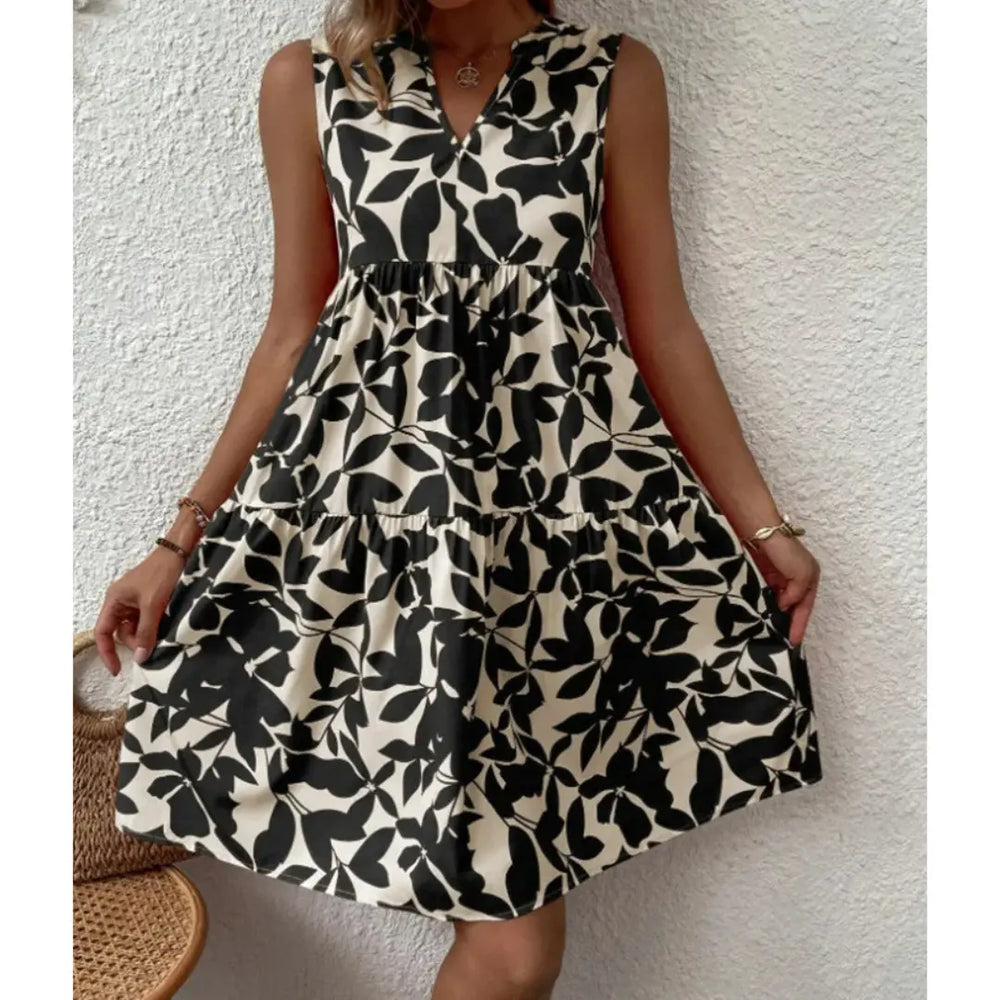 Monochrome Leaf A-Line Dress Jasmine's Boutique Australia