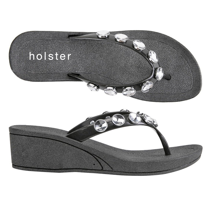 Holster Crystal Black Wedge Sandals Jasmine's Boutique Australia