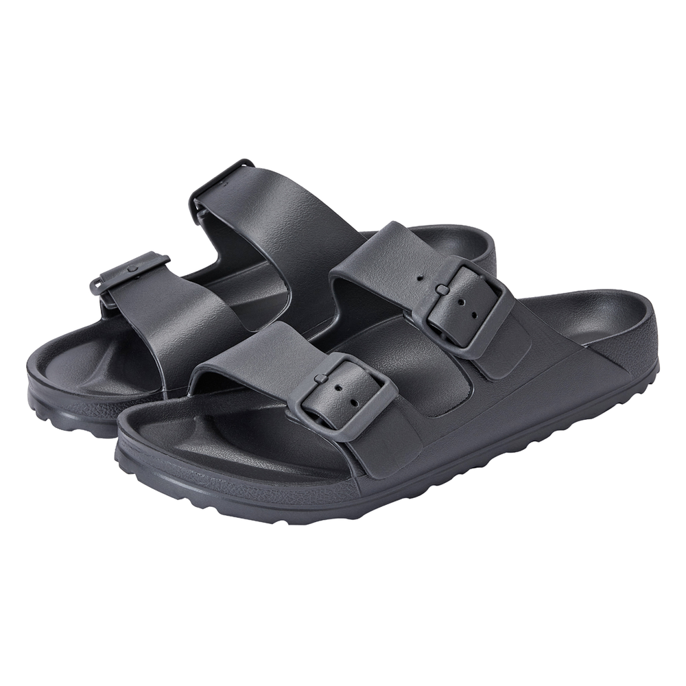 Charcoal Double Buckle Slide Sandals Jasmine's Boutique Australia