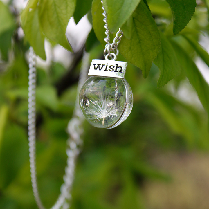 Flower Necklace made of Resin - Round Crystal Dandelion Jasmine's Boutique Australia
