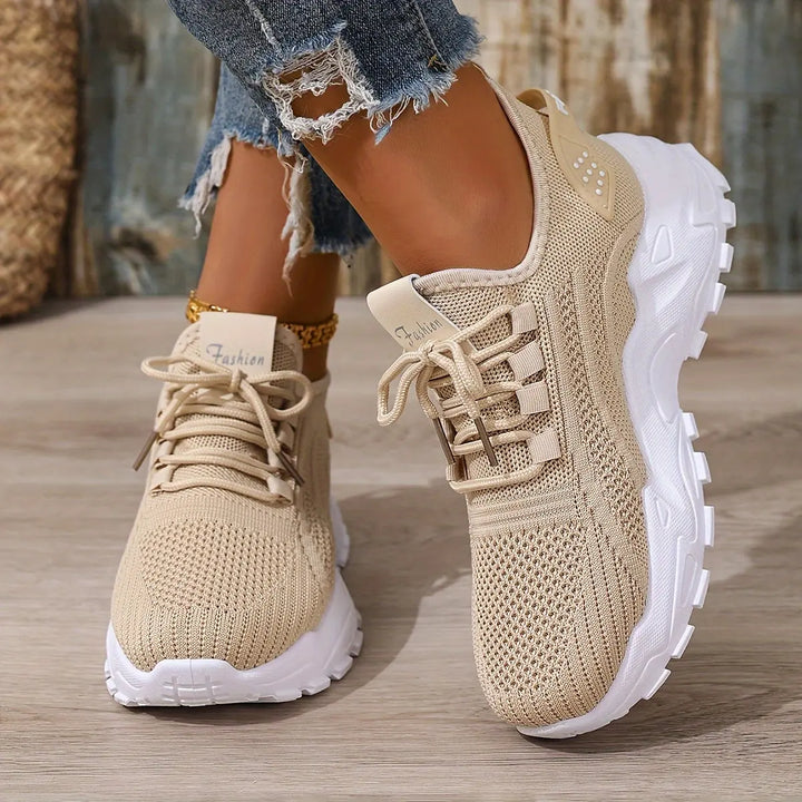 Beige Breathable Knit Sneakers Jasmine's Boutique Australia