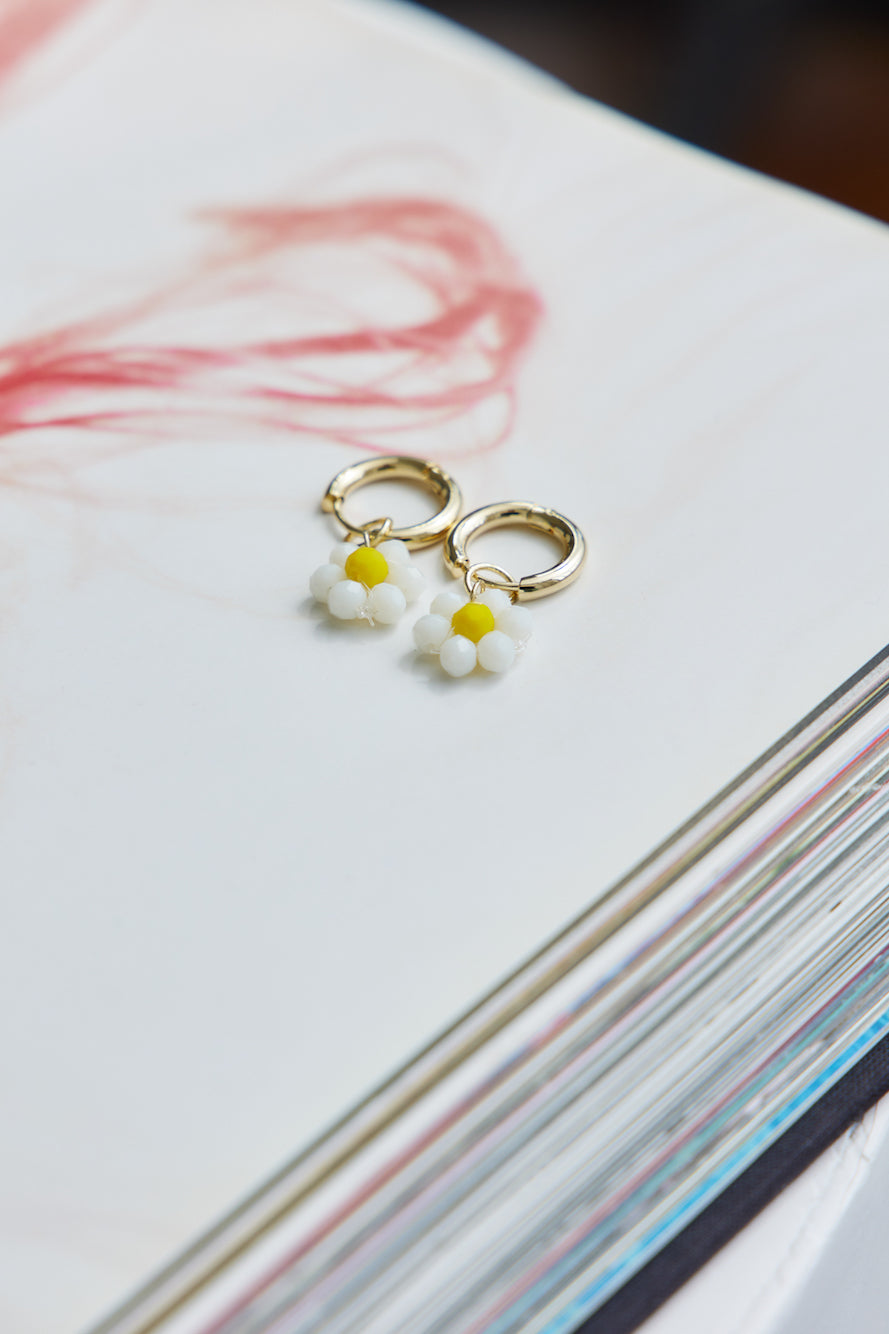 14 Karat Gold-Plated Cute Daisy Earrings in White Jasmine's Boutique Australia