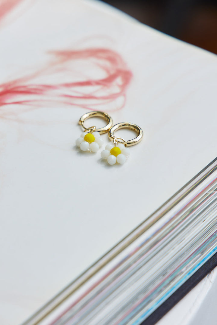 14 Karat Gold-Plated Cute Daisy Earrings in White Jasmine's Boutique Australia