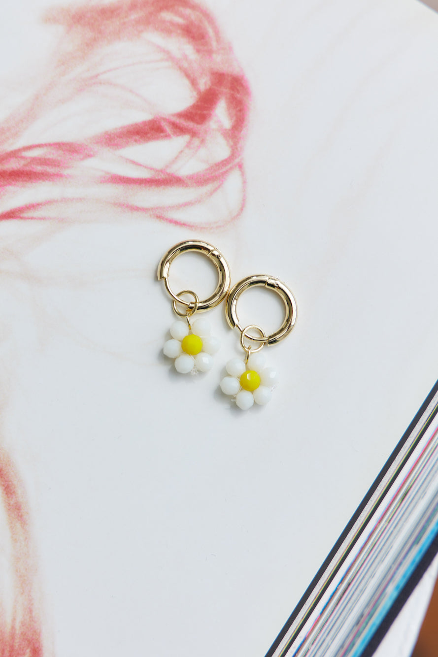 14 Karat Gold-Plated Cute Daisy Earrings in White Jasmine's Boutique Australia