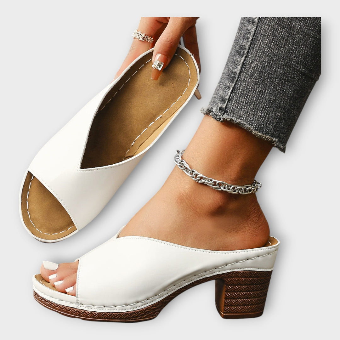 Chunky Heeled Sandals with Open Back Liora Lane Boutique