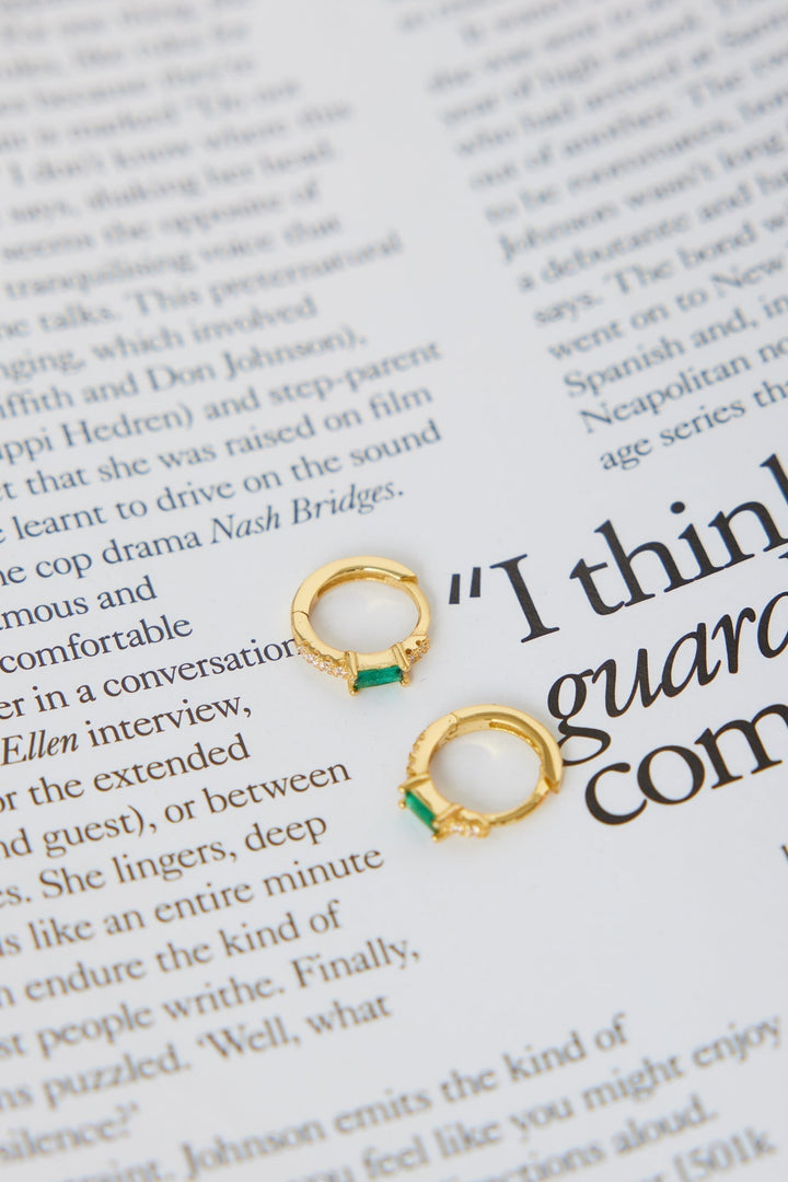 18 Karat Gold Plated Eyes To The Soul Earrings Emerald Jasmine's Boutique Australia