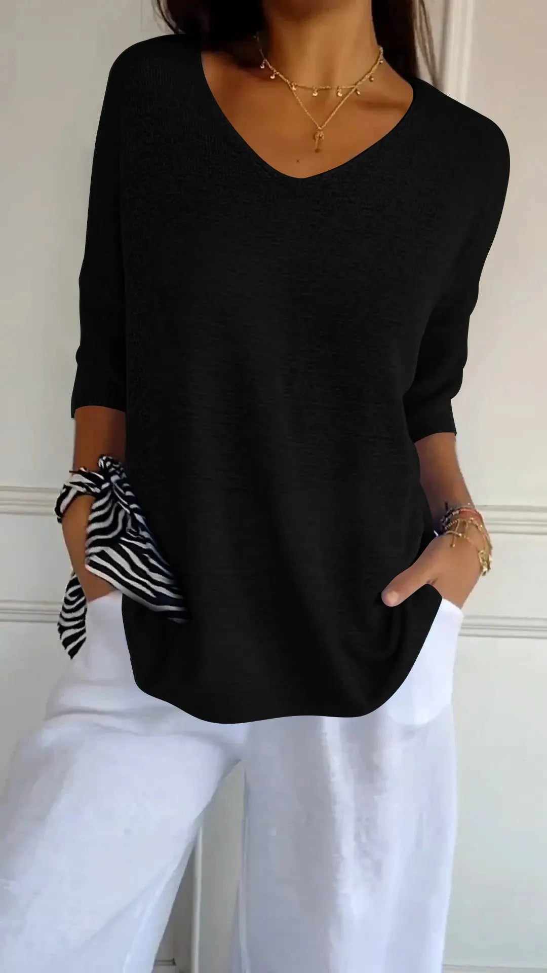 Relaxed V-Neck Knit Top Jasmine's Boutique Australia