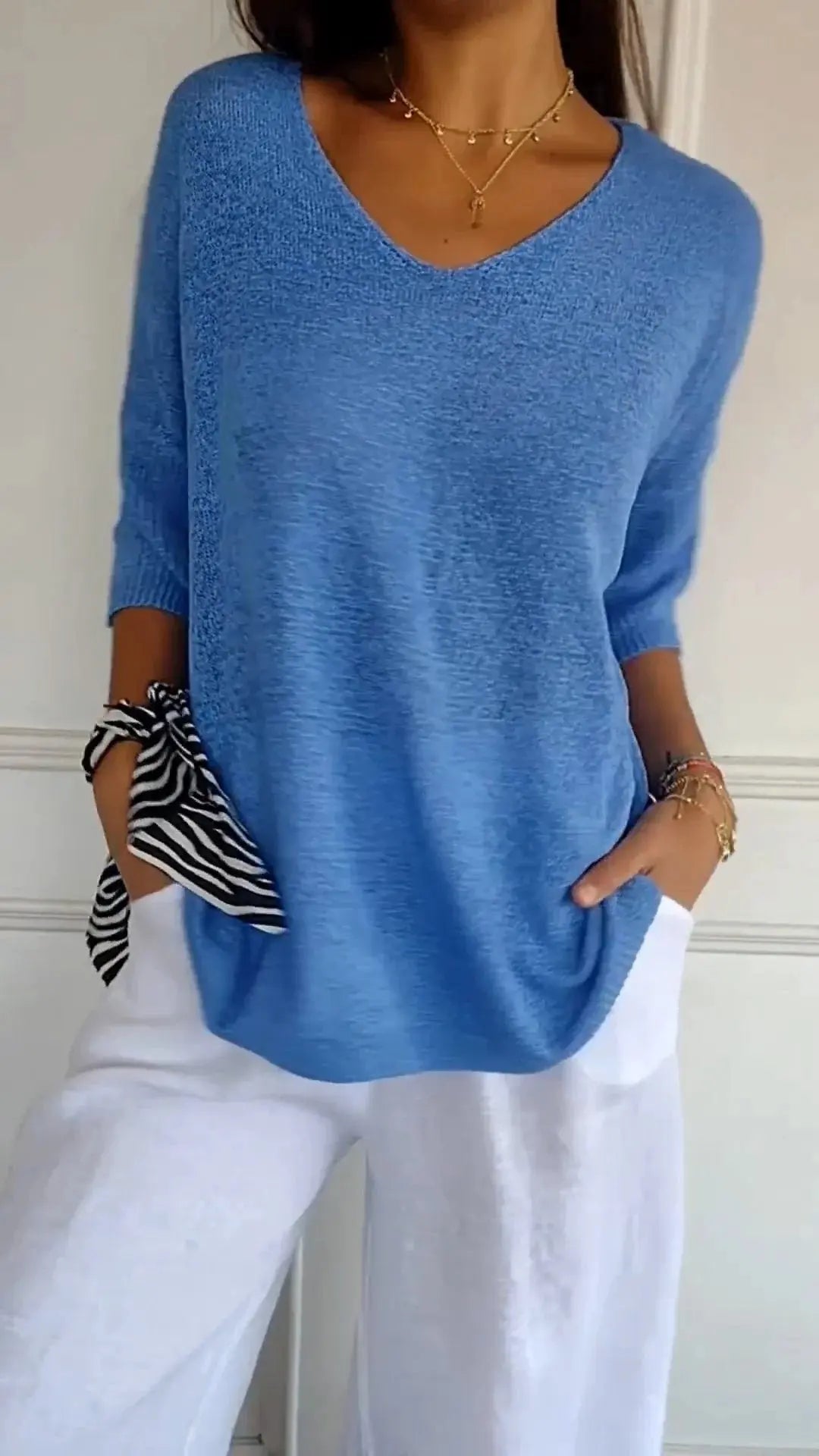 Relaxed V-Neck Knit Top Jasmine's Boutique Australia