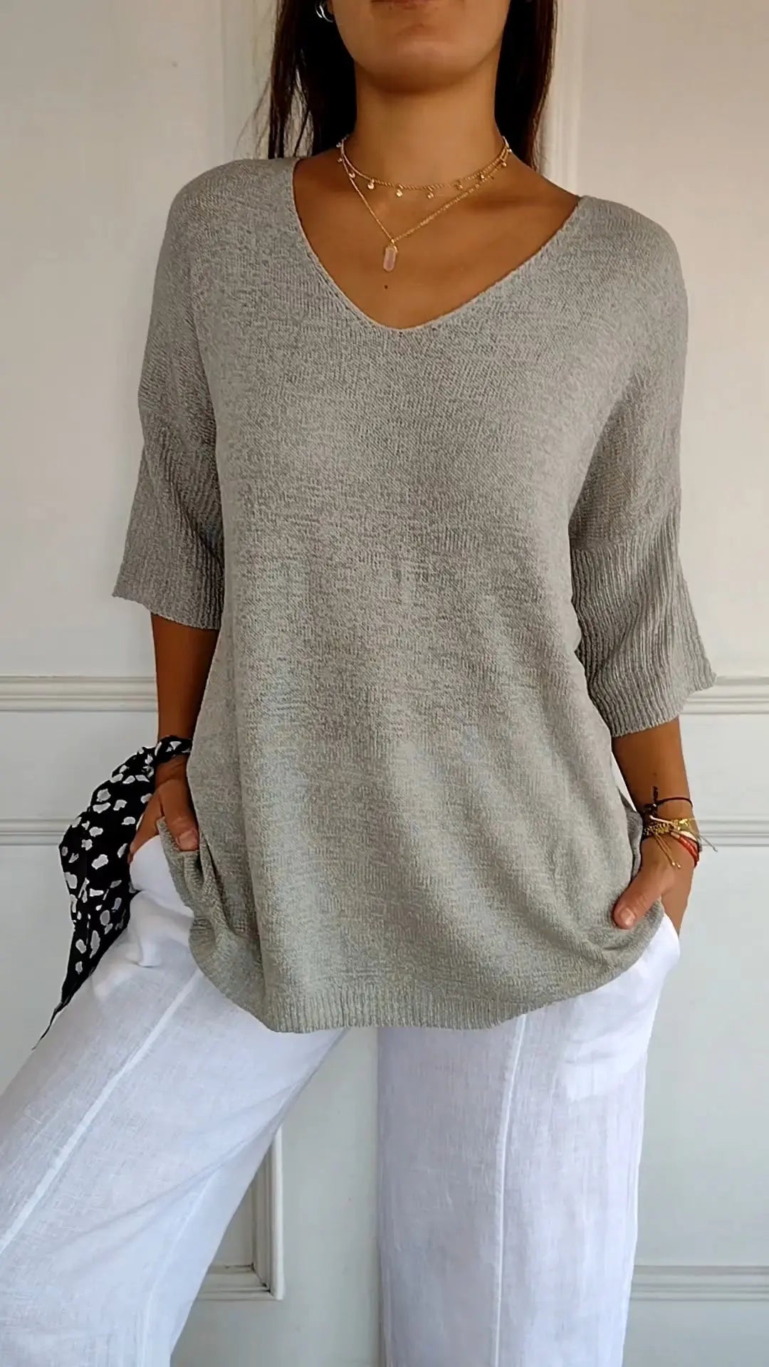 Relaxed V-Neck Knit Top Jasmine's Boutique Australia