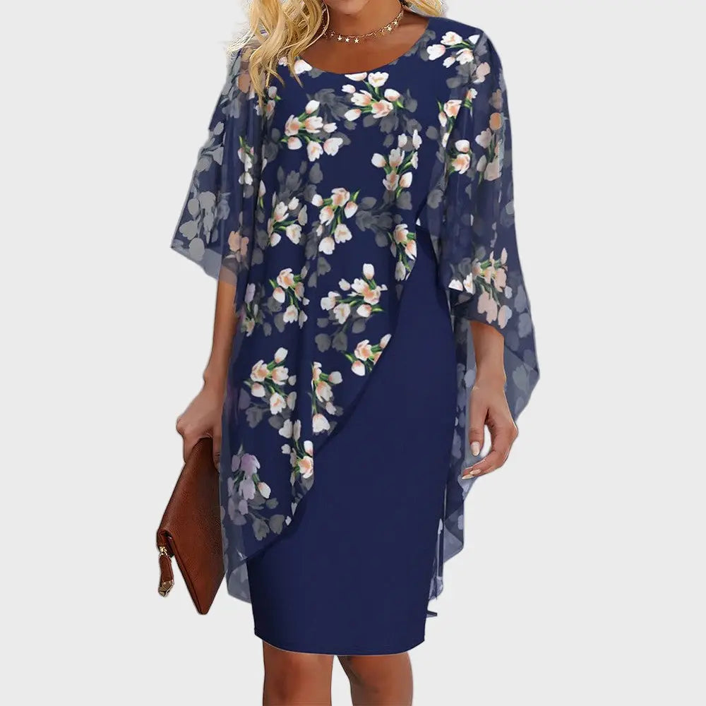 Navy Blue Floral Overlay Dress Jasmine's Boutique Australia