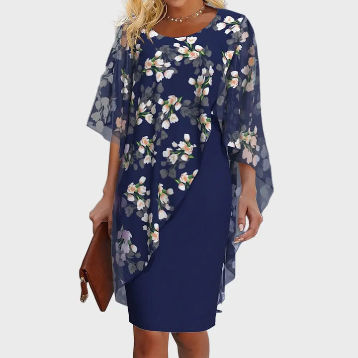 Navy Blue Floral Overlay Dress Jasmine's Boutique Australia