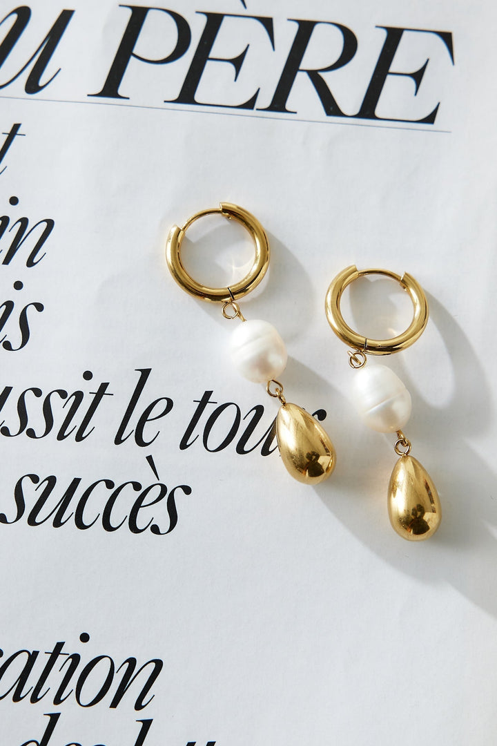 18 Karat Gold-Plated Pearl Earrings Jasmine's Boutique Australia