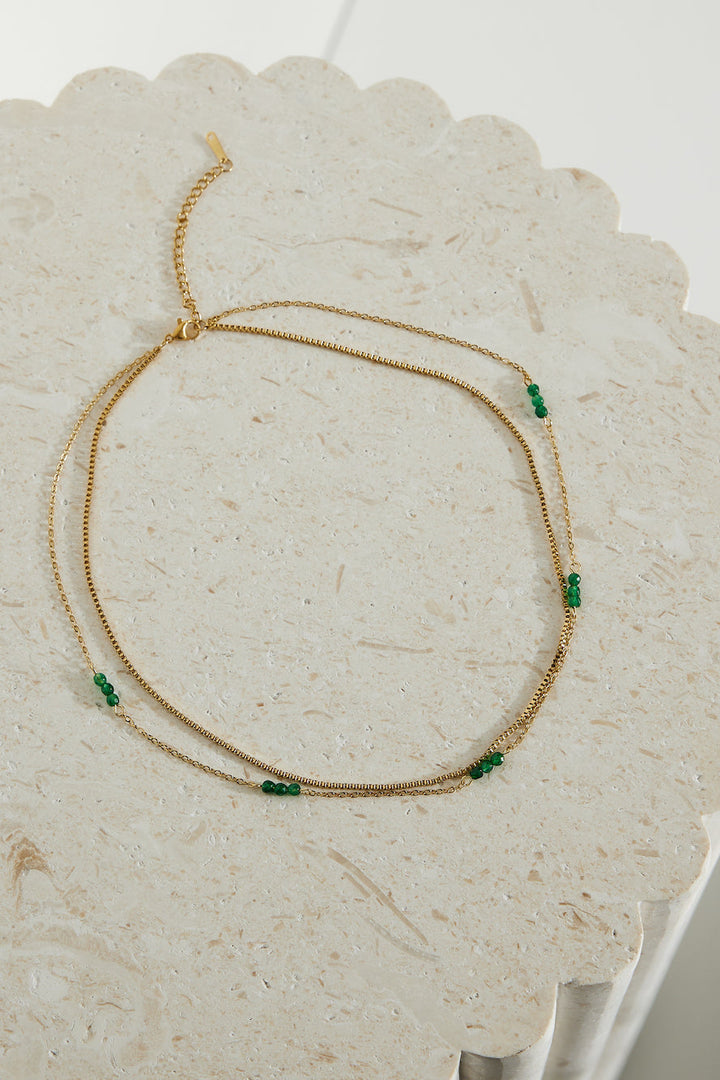 18 Karat Gold Necklace with Green Touch Jasmine's Boutique Australia