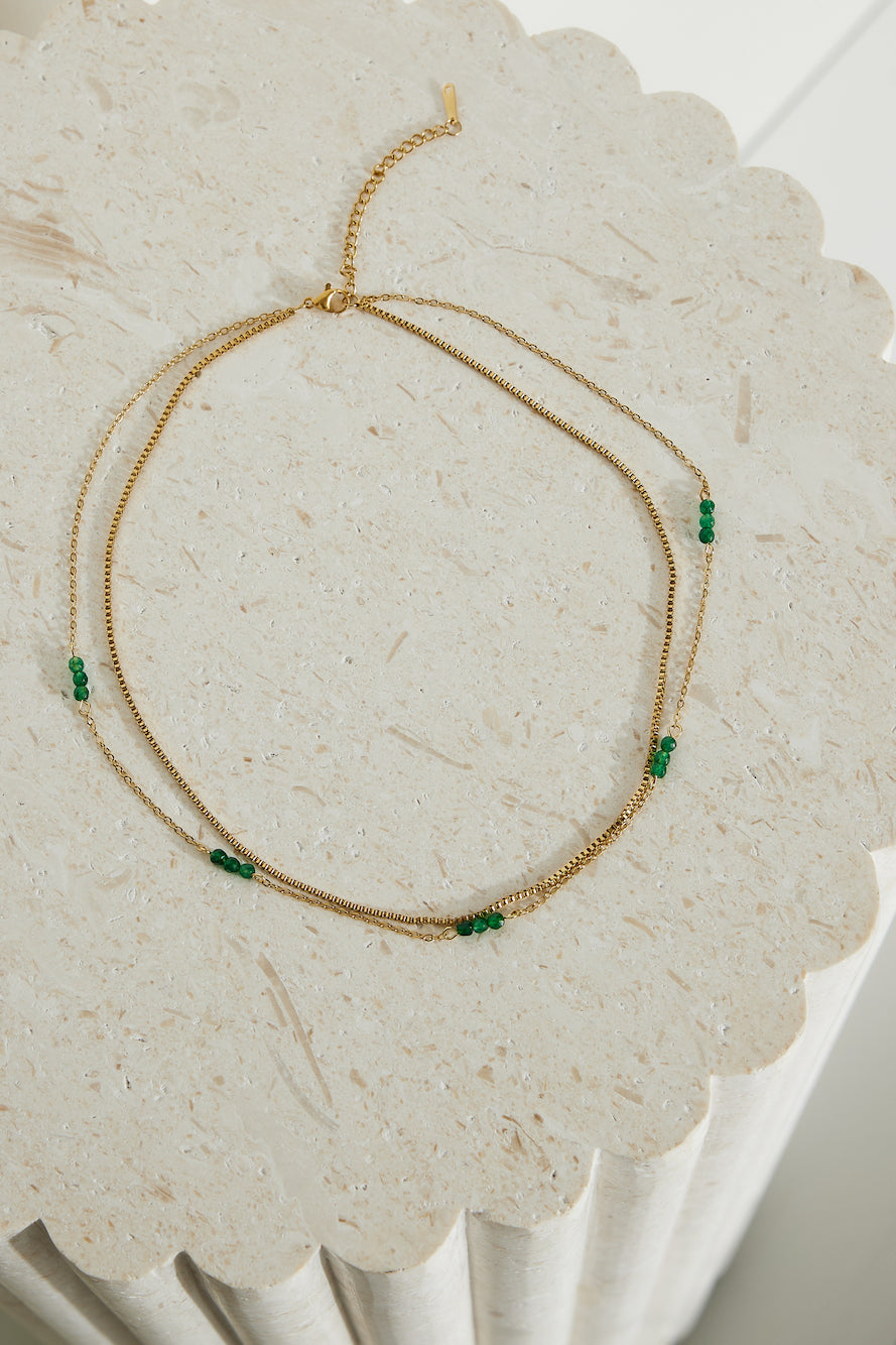18 Karat Gold Necklace with Green Touch Jasmine's Boutique Australia