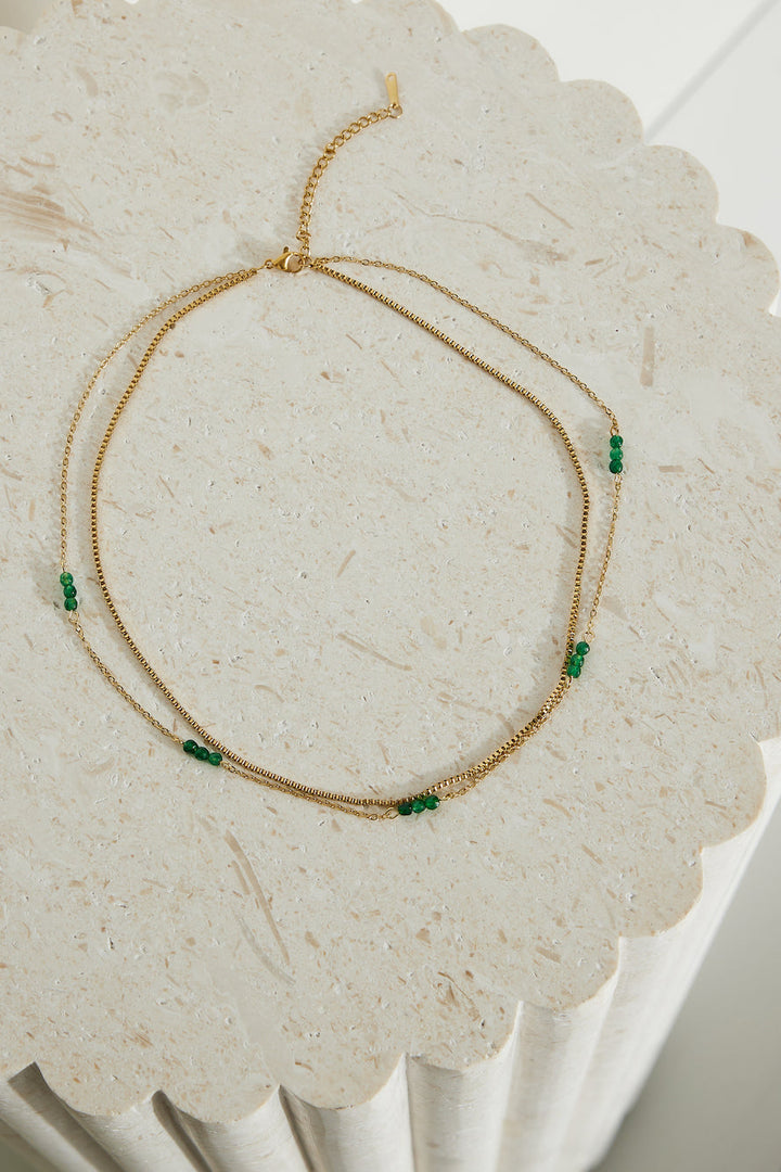 18 Karat Gold Necklace with Green Touch Jasmine's Boutique Australia