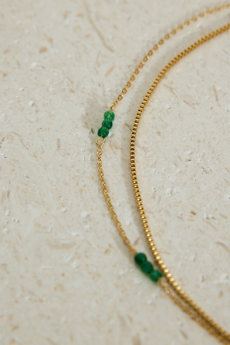 18 Karat Gold Necklace with Green Touch Jasmine's Boutique Australia