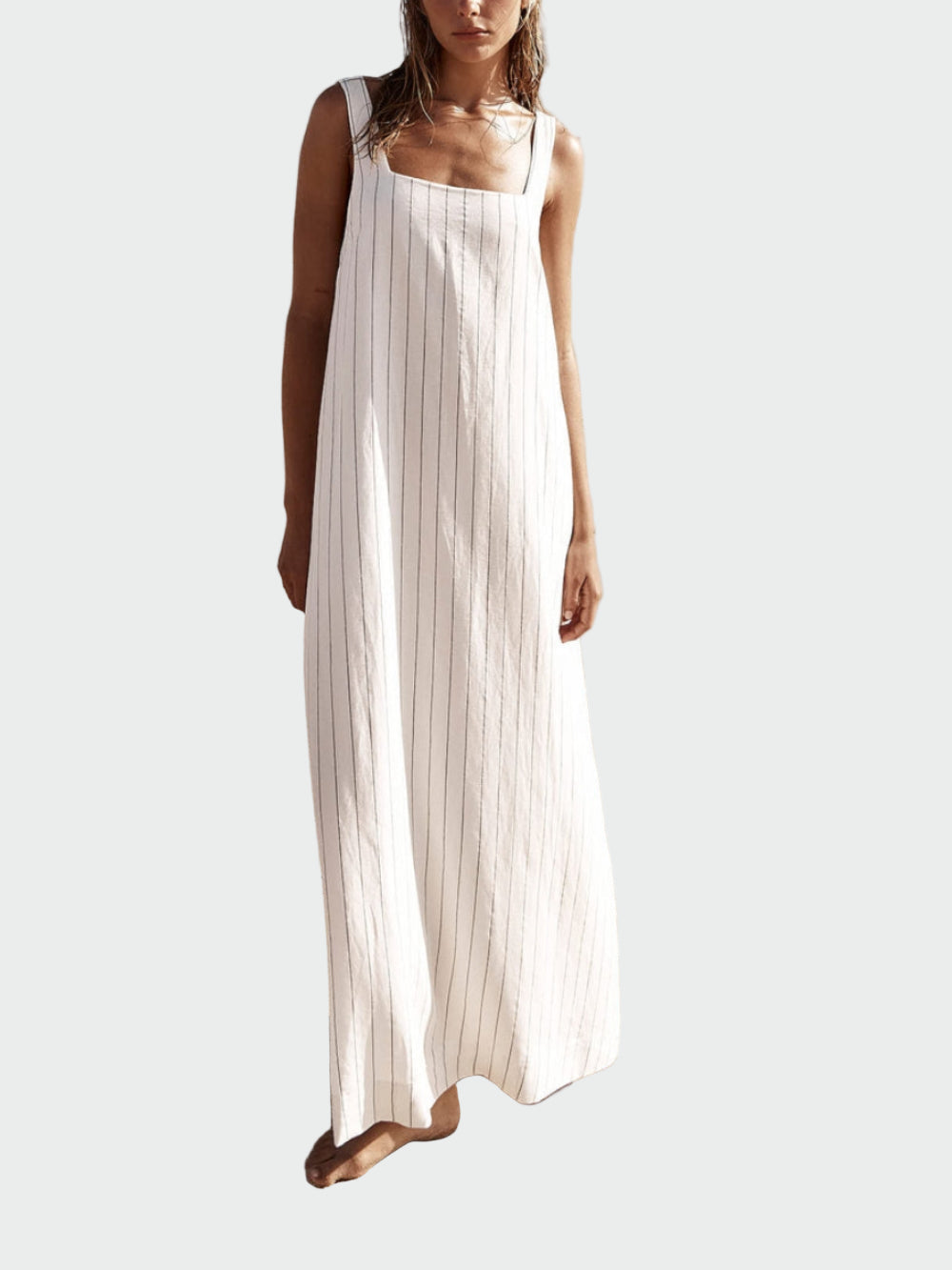 White Charcoal Striped Maxi Dress Jasmine's Boutique Australia