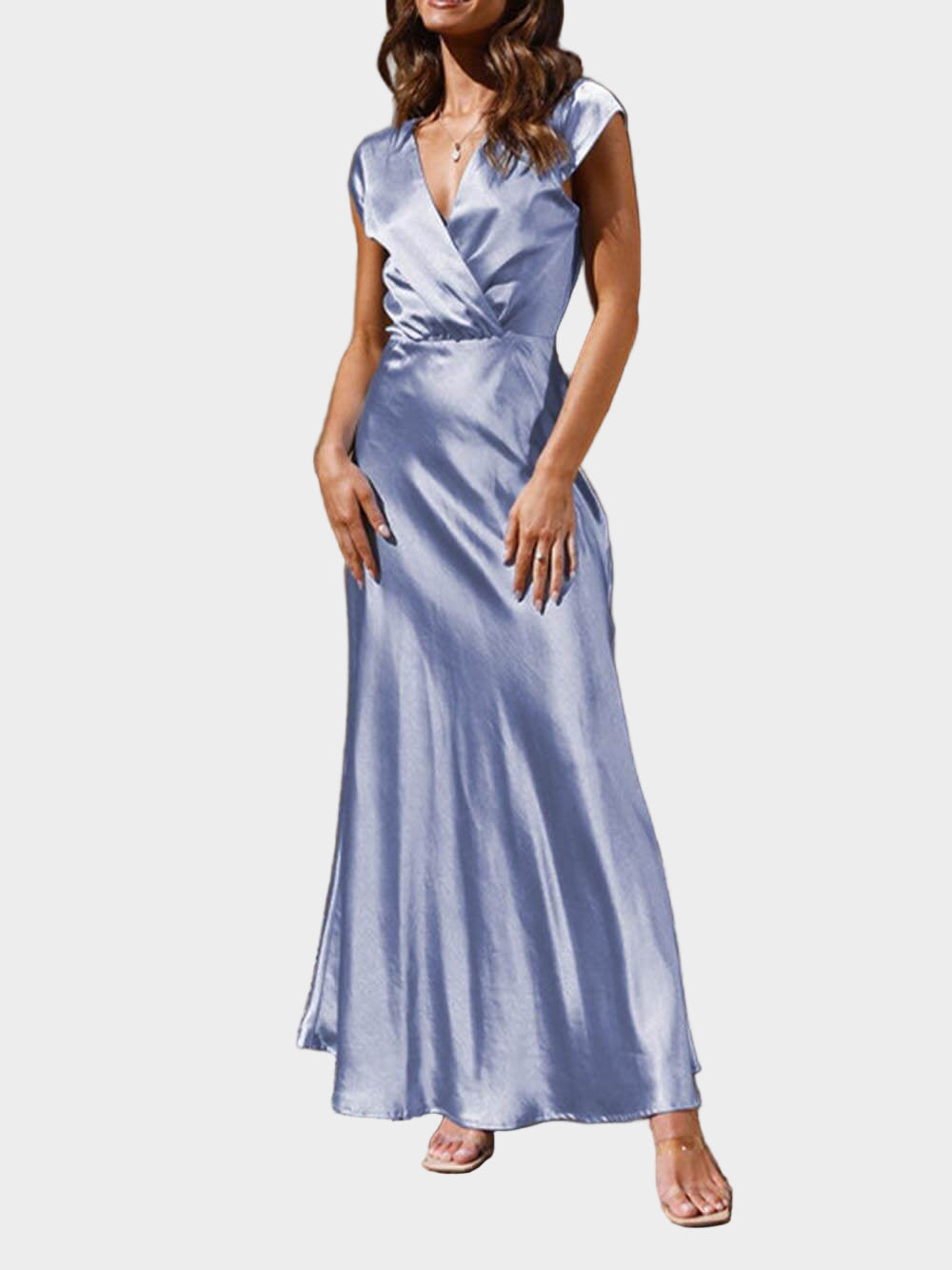 Satin V Neck Fishtail Dress Jasmine's Boutique Australia