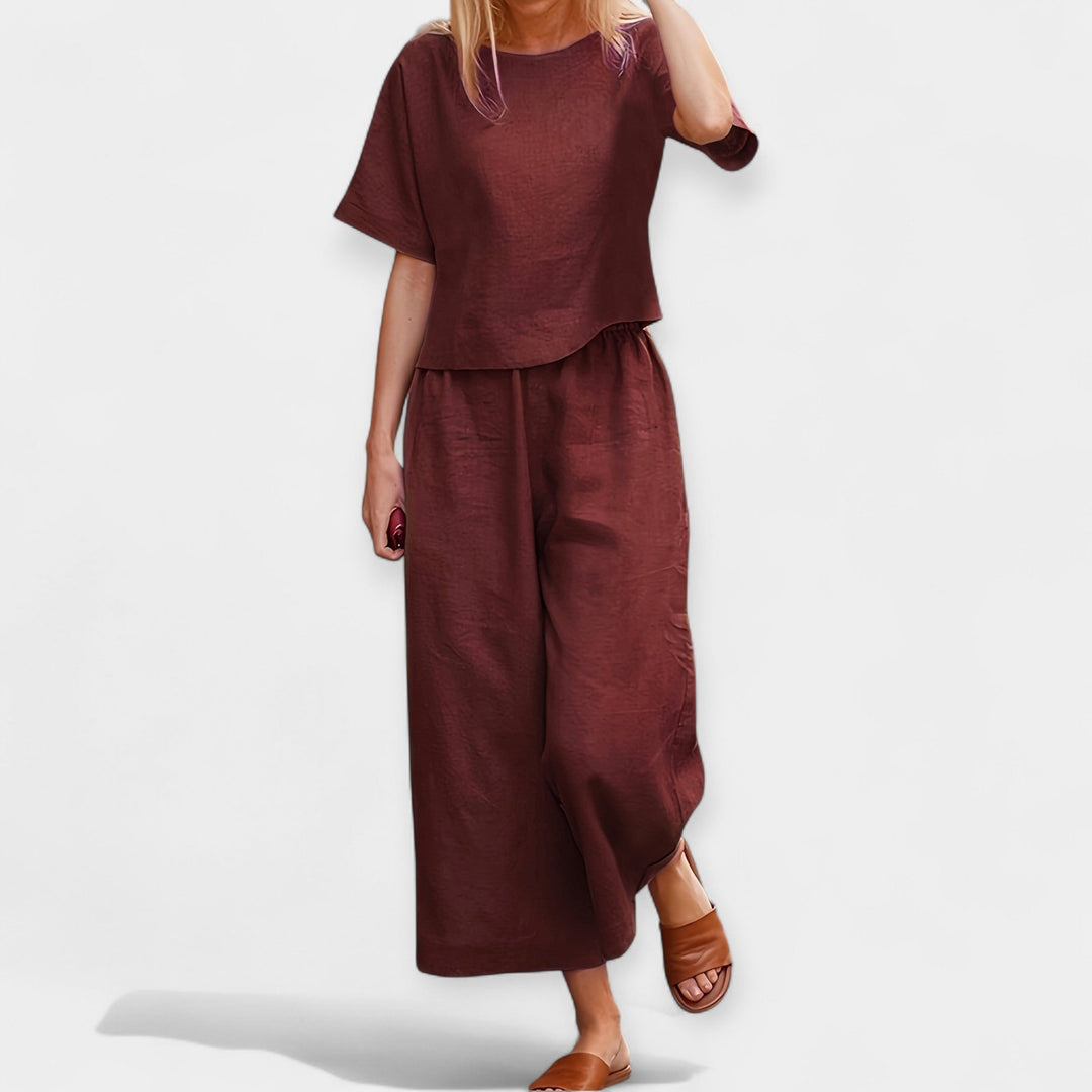 Airy Pants Set with Short-Sleeve Top Jasmine's Boutique Australia