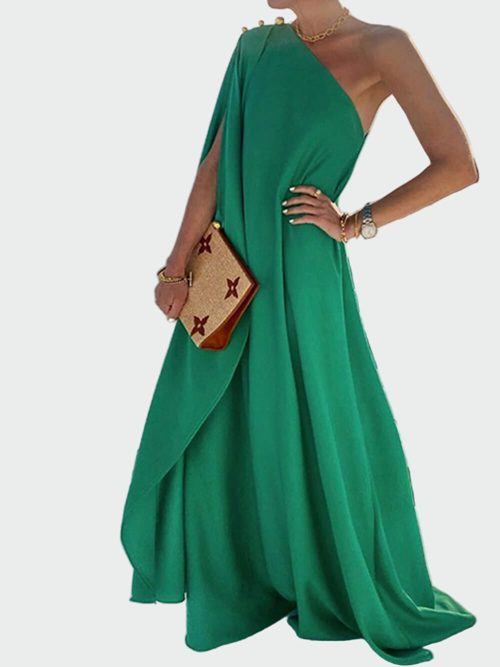 Solid Color One Shoulder Maxi Dress Jasmine's Boutique Australia