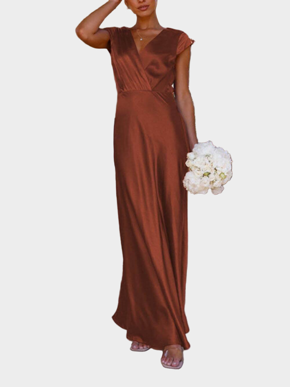 Satin V Neck Fishtail Dress Jasmine's Boutique Australia