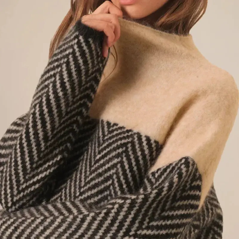 Modern Chevron High-Neck Sweater Jasmine's Boutique Australia