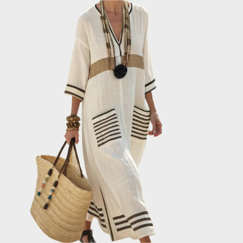 Kaftan with Stripes and Oversized Pockets Jasmine's Boutique Australia