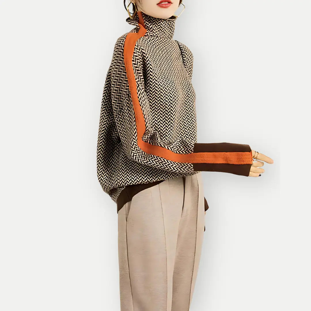 Retro Chevron High-Neck Sweater Jasmine's Boutique Australia