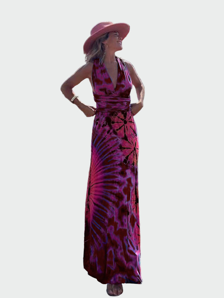 Tie Dye V Neck Cross Back Maxi Dress Jasmine's Boutique Australia