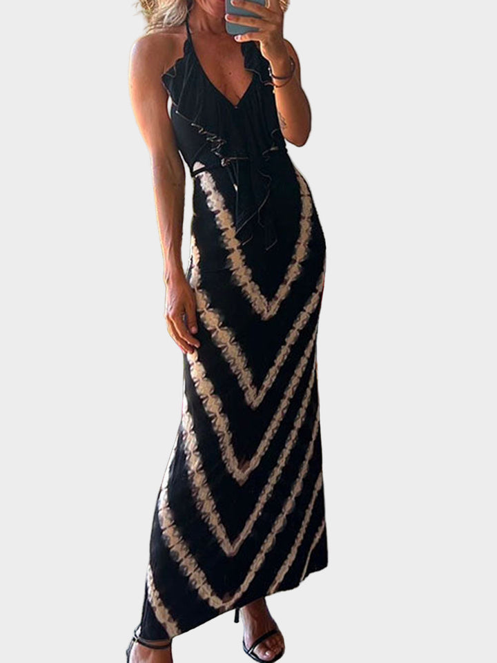 Halter V Neck Printed Maxi Dress Jasmine's Boutique Australia