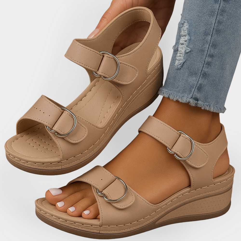 Orthopedic Leather Sandals with Heel Liora Lane Boutique