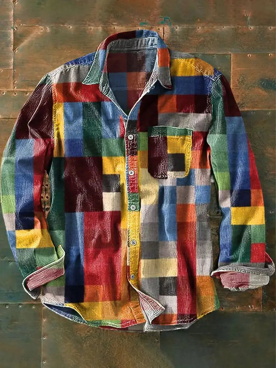 Mosaic Colorblock Button-Up Shirt Jasmine's Boutique Australia