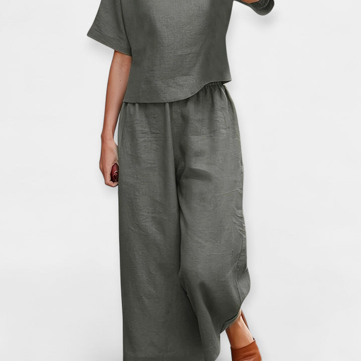 Airy Pants Set with Short-Sleeve Top Jasmine's Boutique Australia