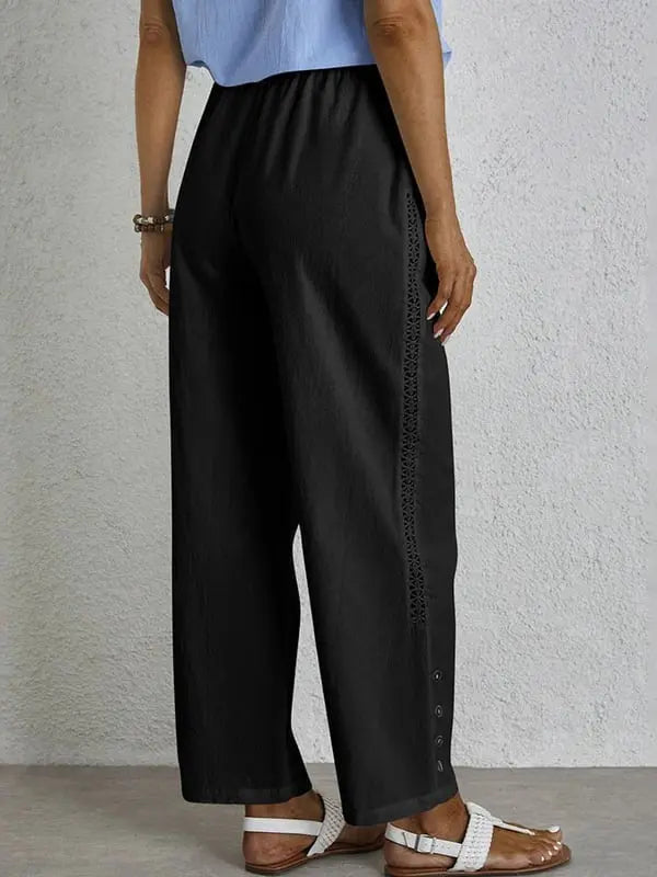 Coastal Charm Embroidered Wide-Leg Pants Jasmine's Boutique Australia