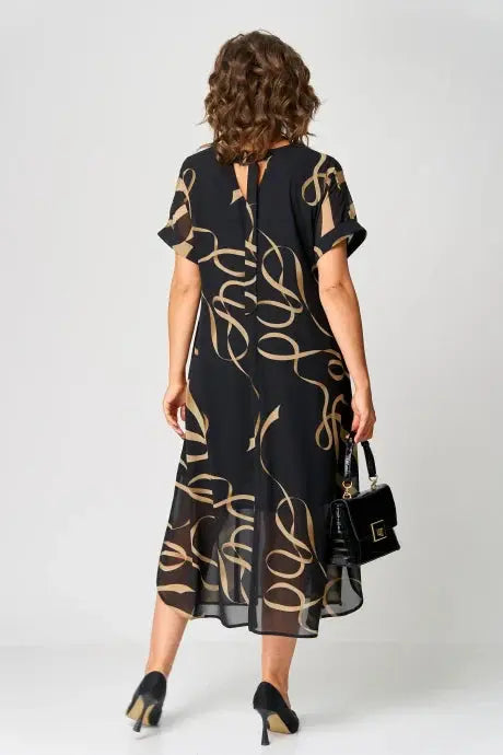 Airy Dress with Linear Designs and V Neckline Jasmine's Boutique Australia