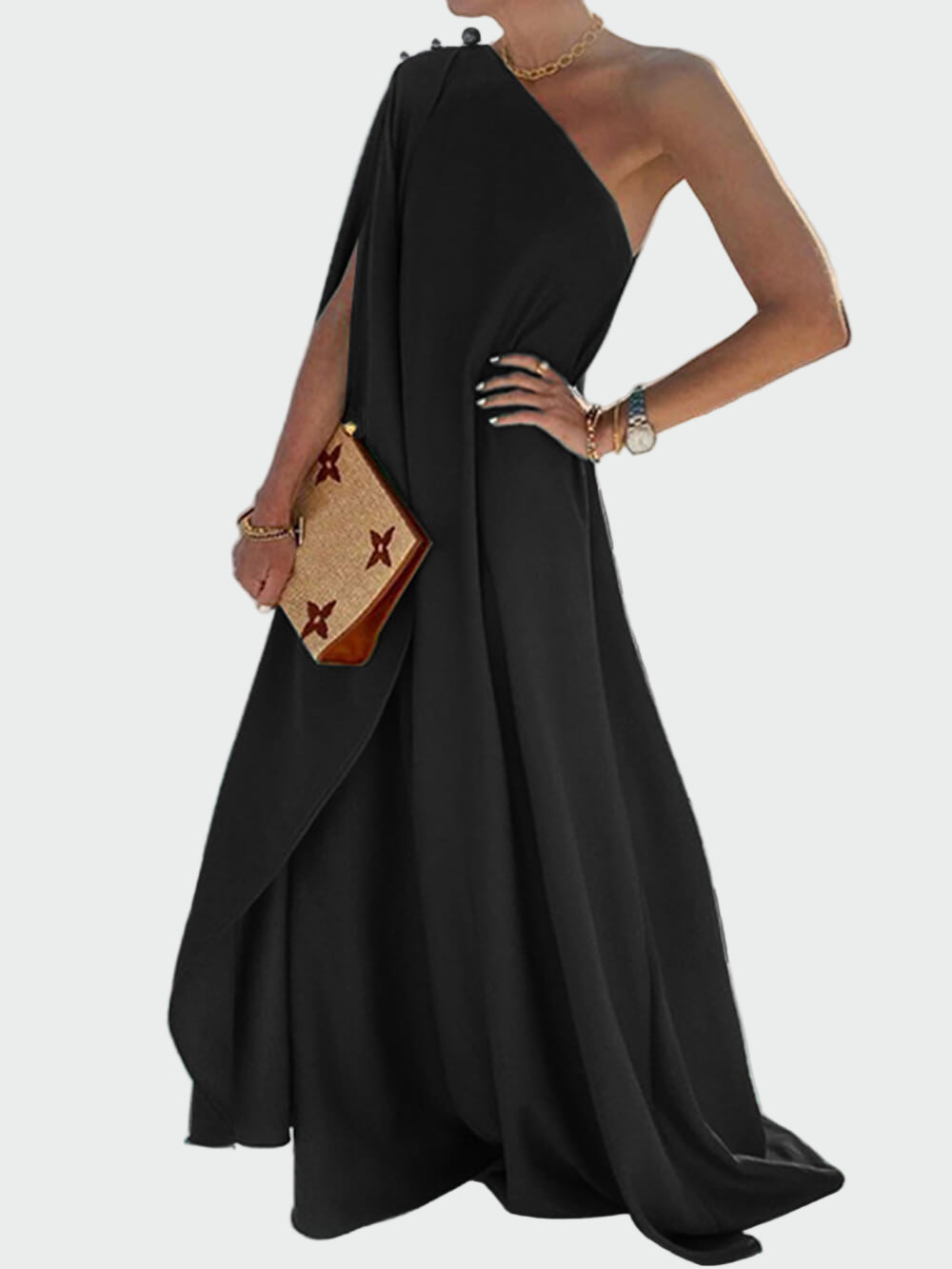 Solid Color One Shoulder Maxi Dress Jasmine's Boutique Australia