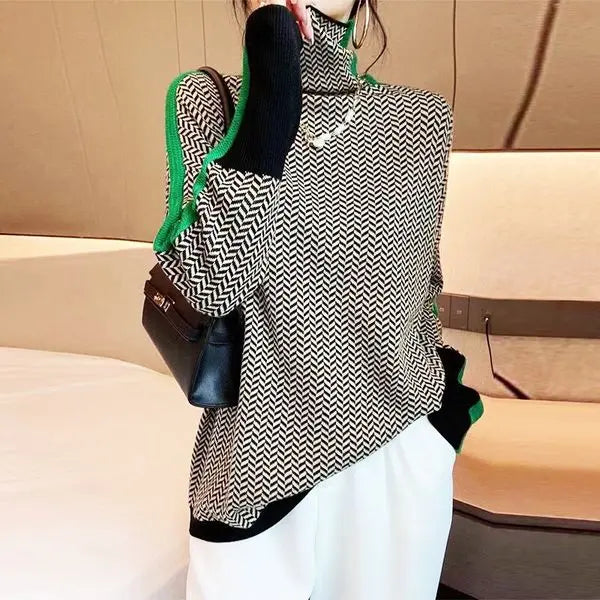 Retro Chevron High-Neck Sweater Jasmine's Boutique Australia