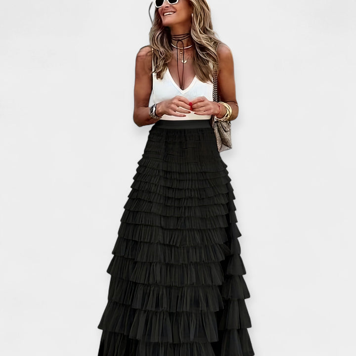 Boho Skirt with Mesh Satin Hem Jasmine's Boutique Australia