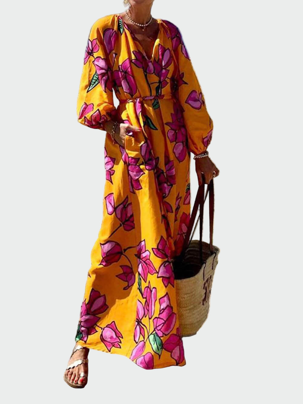 V Neck Printed Beach Vacation Dress Jasmine's Boutique Australia