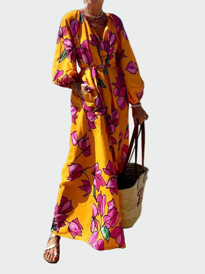 V Neck Printed Beach Vacation Dress Jasmine's Boutique Australia