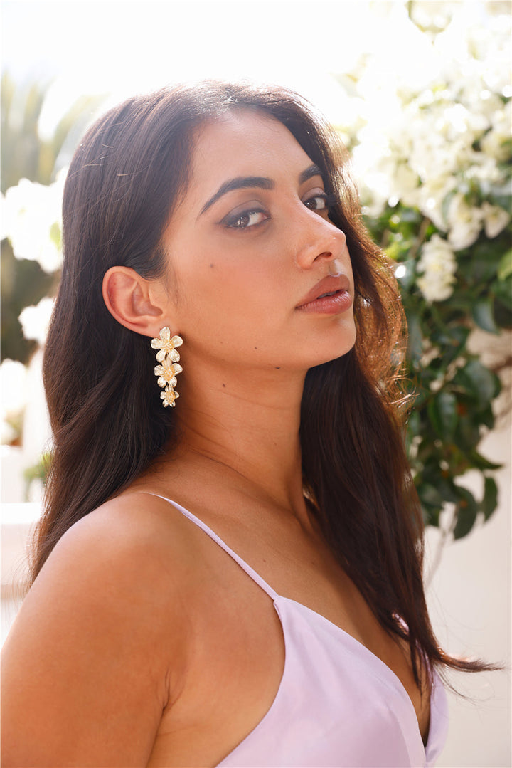 18 Karat Gold Plated Hibiscus Earrings Jasmine's Boutique Australia