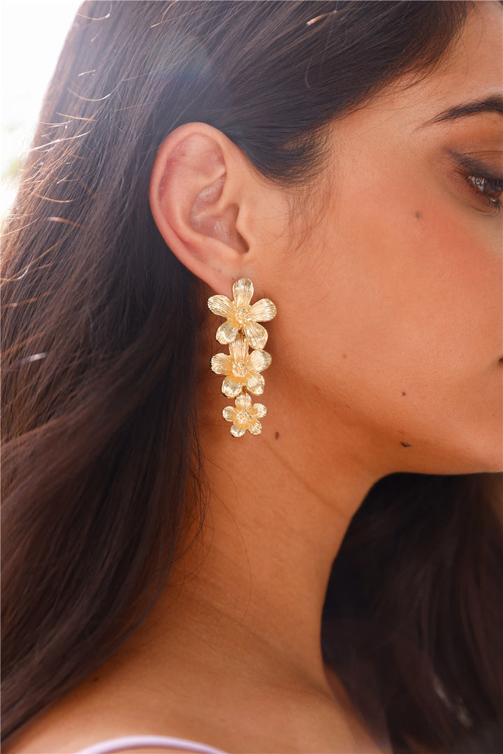 18 Karat Gold Plated Hibiscus Earrings Jasmine's Boutique Australia