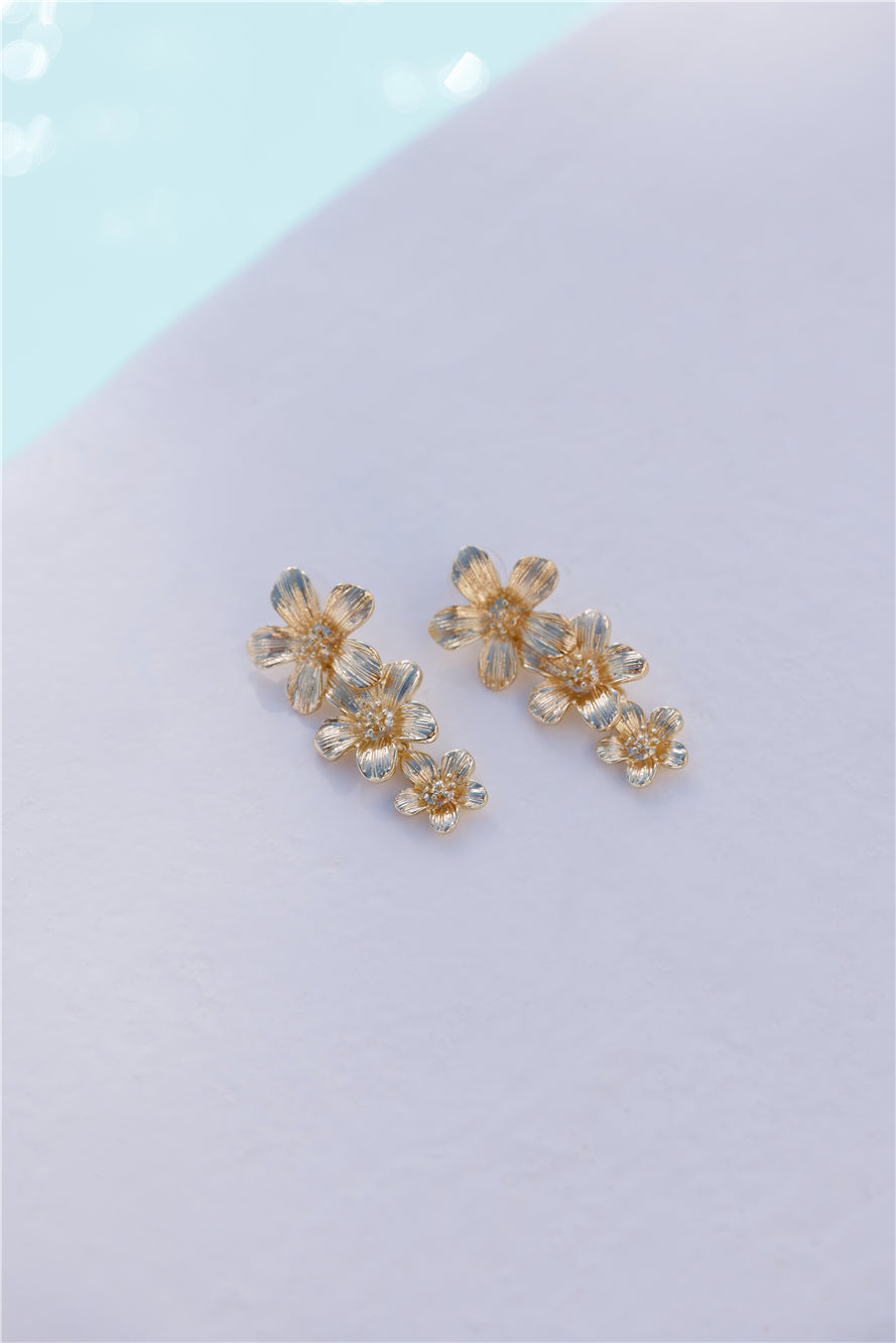 18 Karat Gold Plated Hibiscus Earrings Jasmine's Boutique Australia
