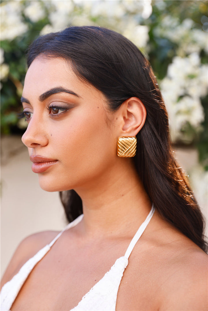 18 Karat Gold Plated Cushion Earrings Jasmine's Boutique Australia