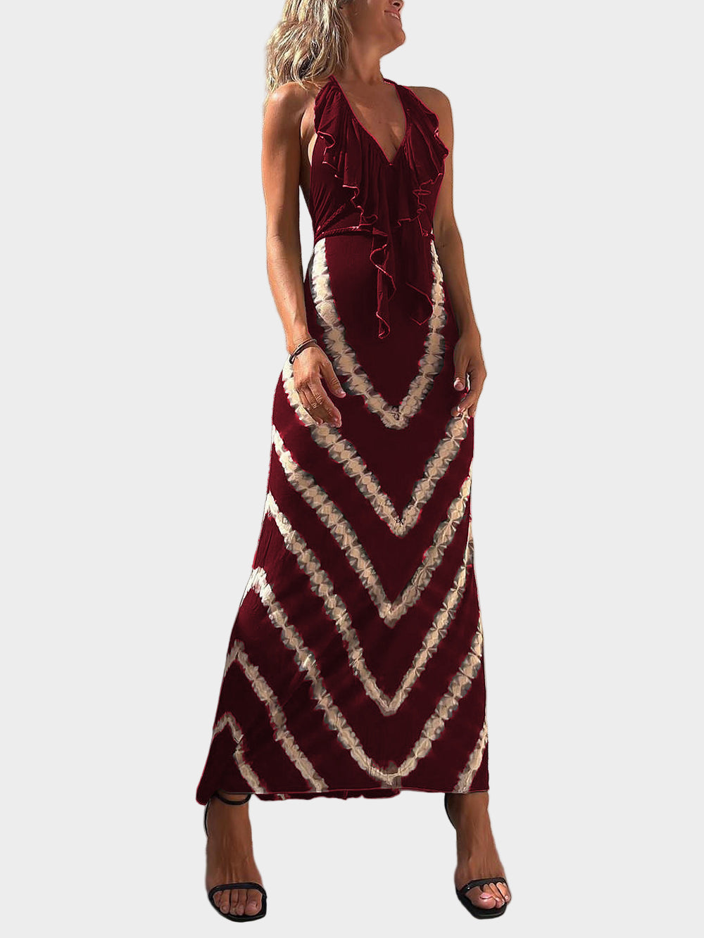 Halter V Neck Printed Maxi Dress Jasmine's Boutique Australia