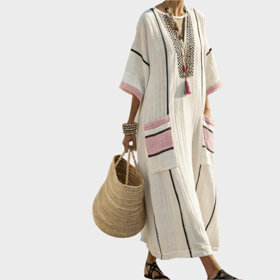 Kaftan with Stripes and Oversized Pockets Jasmine's Boutique Australia