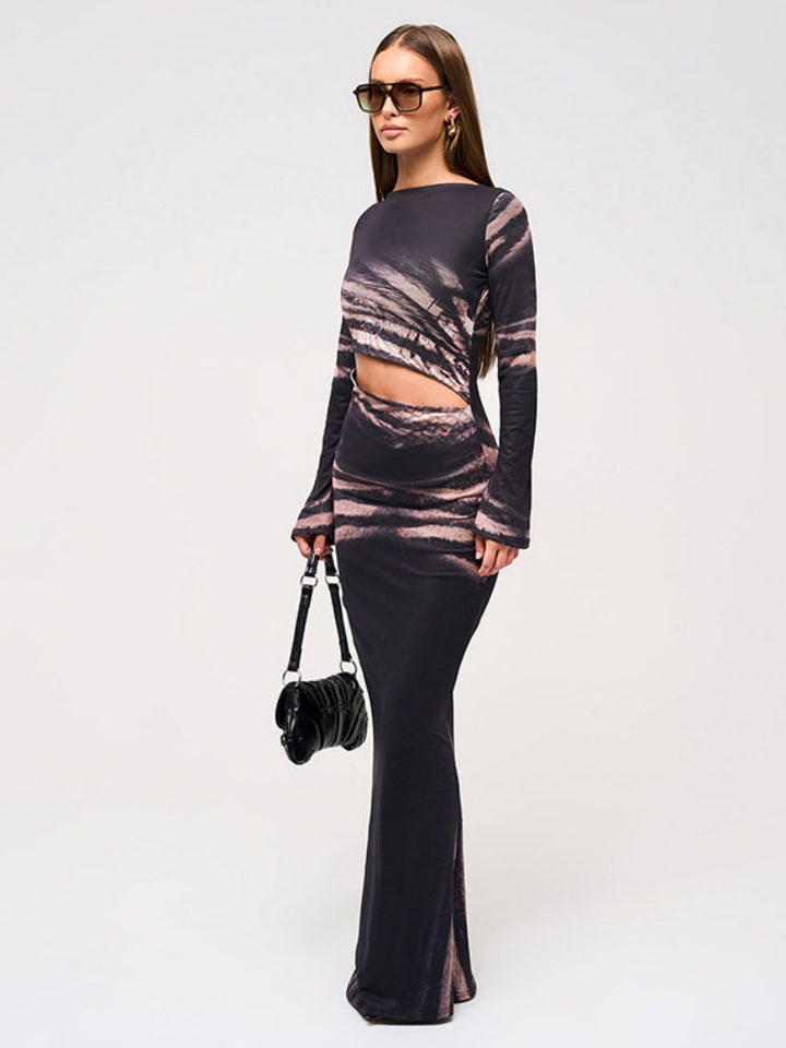Printed Cutout Waist Maxi Dress Jasmine's Boutique Australia
