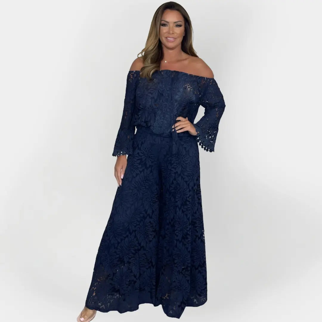 Full-Length Jumpsuit with Off-Shoulder Design and Lace Jasmine's Boutique Australia